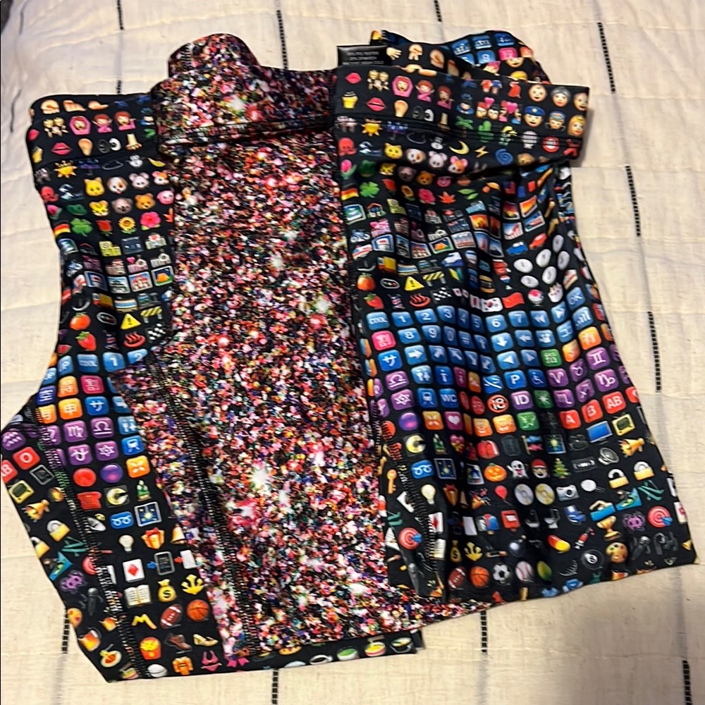 3 piece Colorful Emoji and sparkle Patterned leggings